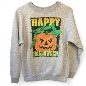 Vintage 80s Gremlins-Style Halloween Sweatshirt | Goblin Pumpkin Graphic | M
